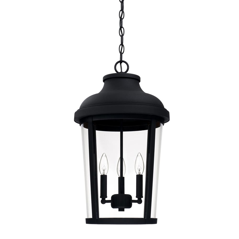 Capital Lighting 927033BK Dunbar 3 Light Outdoor Hanging Lantern in Black