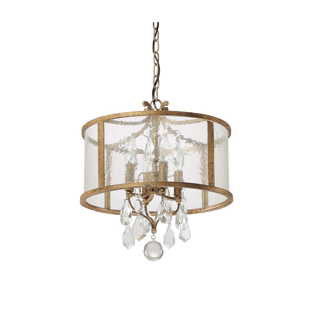 Capital Lighting 9484AG-CR Blakely Antique Gold 4 Light Pendant With Clear Crystals Included