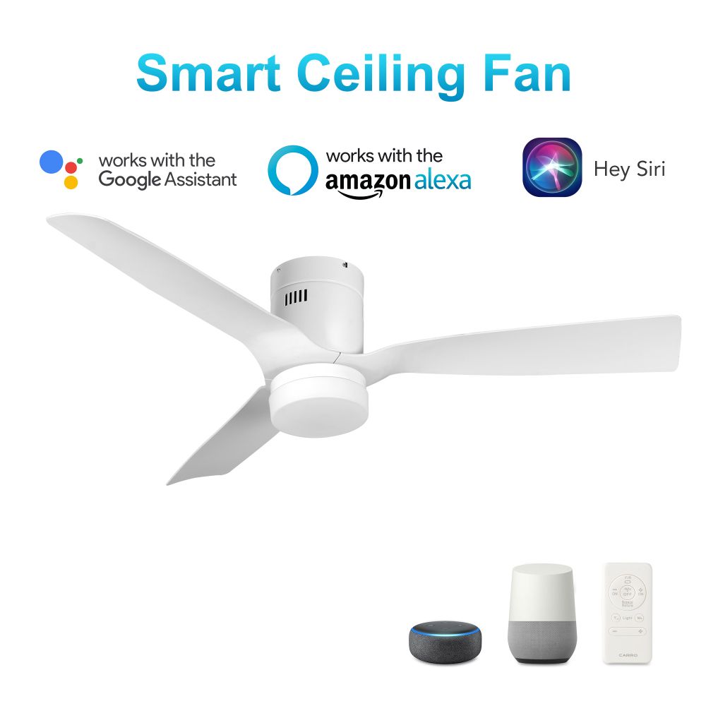 Carro VS483P-L12-W1-1-FM Spezia 48-inch Indoor/Damp Rated Outdoor Smart Ceiling Fan, Dimmable LED Light Kit & Remote Control, Works with Google Assistant, Amazon Alexa, and Siri Shortcuts.