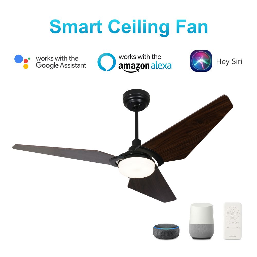 Carro USA VS523B-L12-B5-1 Kaj 52-inch Indoor/Outdoor Smart Ceiling Fan, Dimmable LED Light Kit & Remote Control, Works with Alexa/Google Home/Siri