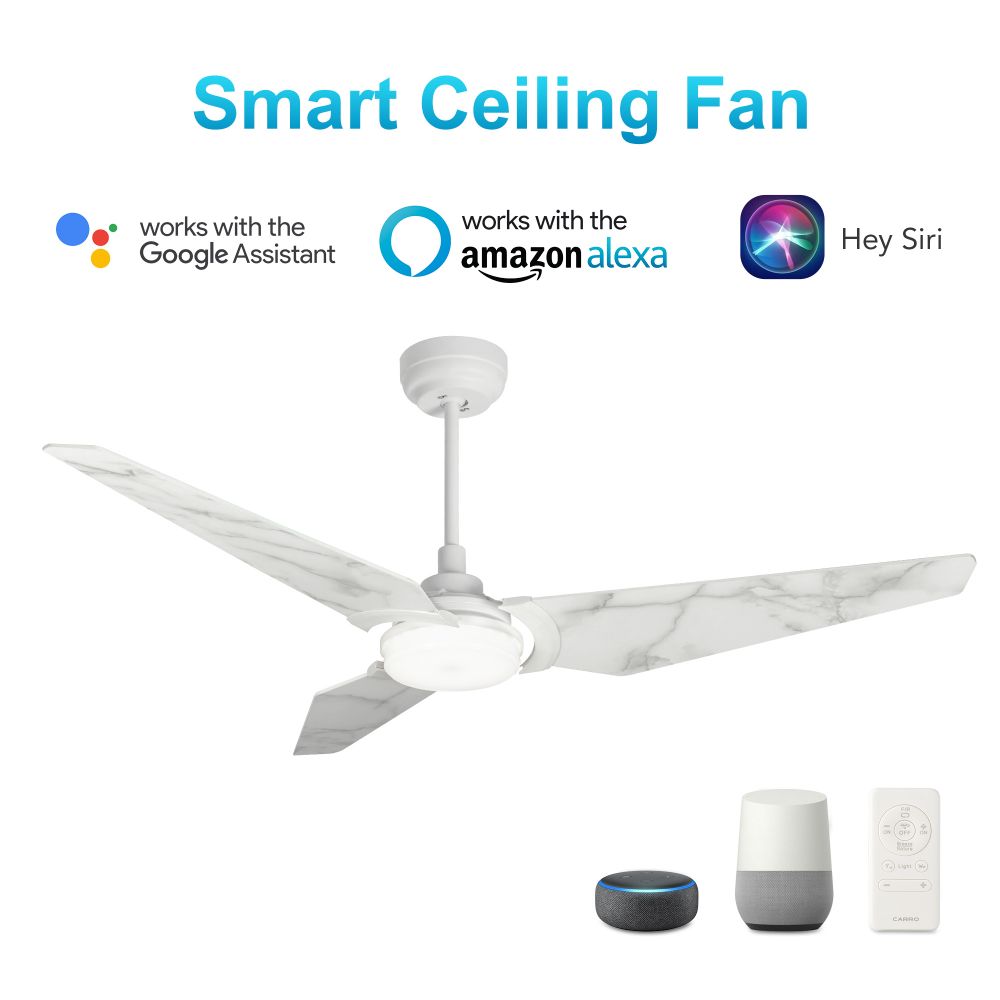 Carro USA VS523B-L12-W7-1 Kaj 52-inch Indoor/Outdoor Smart Ceiling Fan, Dimmable LED Light Kit & Remote Control, Works with Alexa/Google Home/Siri