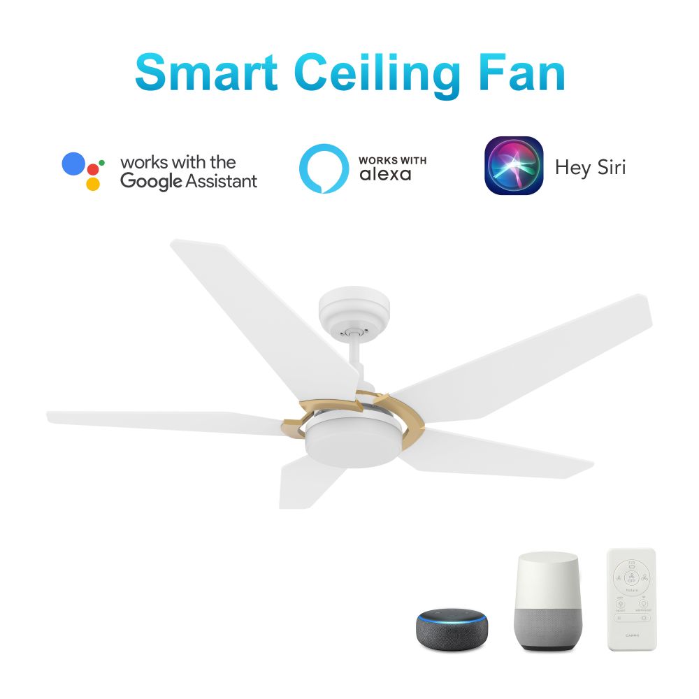 Carro VS525B-L22-W1-1G Woodrow 52-inch Smart Ceiling Fan with Remote, Light Kit Included, Works with Google Assistant, Amazon Alexa, and Siri Shortcuts.