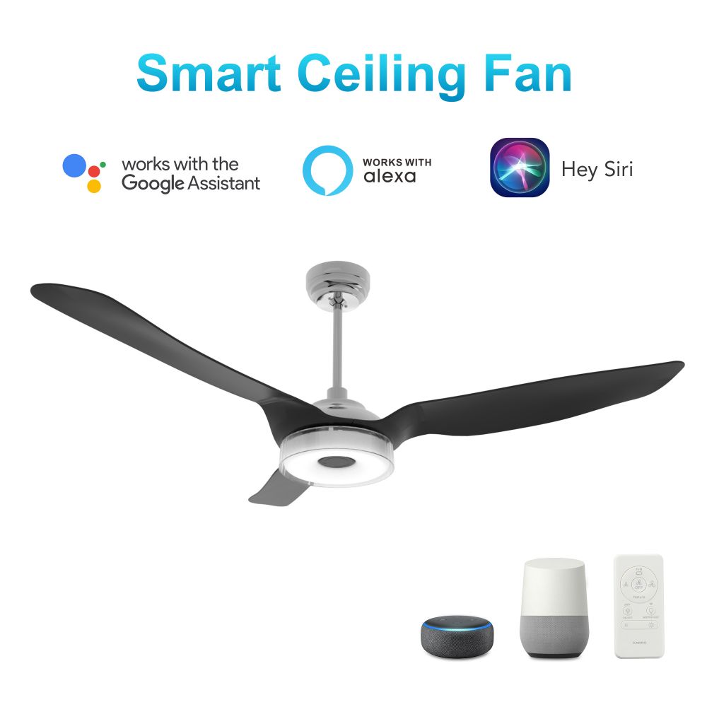 Carro USA VS563F-L13-S2-1 Fletcher 56-inch Indoor/Outdoor Smart Ceiling Fan, Dimmable LED Light Kit & Remote Control, Works with Alexa/Google Home/Siri