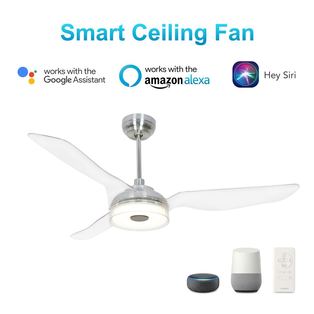 Carro USA VS563F-L13-S8-1 Fletcher 56-inch Indoor/Outdoor Smart Ceiling Fan, Dimmable LED Light Kit & Remote Control, Works with Alexa/Google Home/Siri