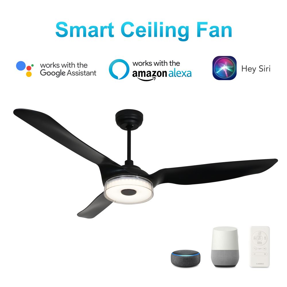 Carro USA VS603F-L13-B2-1 Fletcher 60-inch Indoor/Outdoor Smart Ceiling Fan, Dimmable LED Light Kit & Remote Control, Works with Alexa/Google Home/Siri