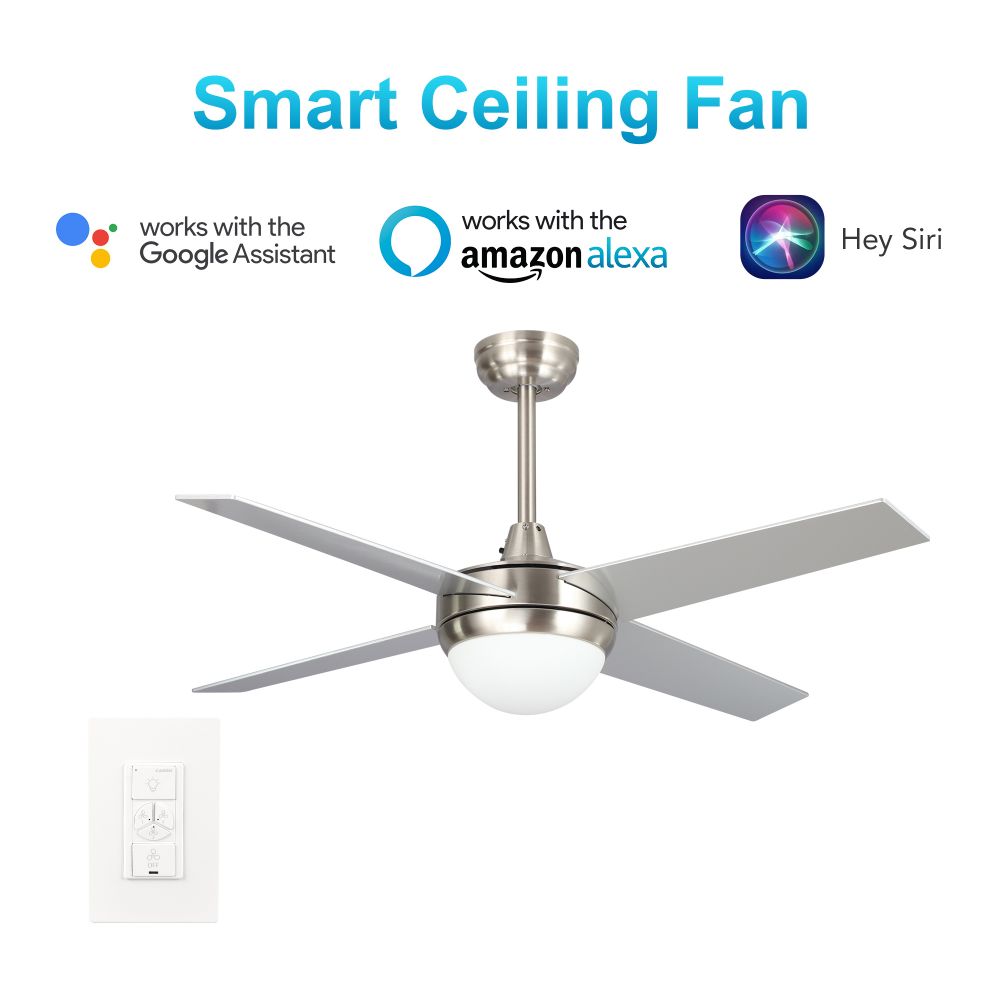 Carro USA VWGS-484C-L11-SC-1 Neva 48-inch Indoor Smart Ceiling Fan with LED Light Kit & Wall Control, Works with Alexa/Google Home/Siri