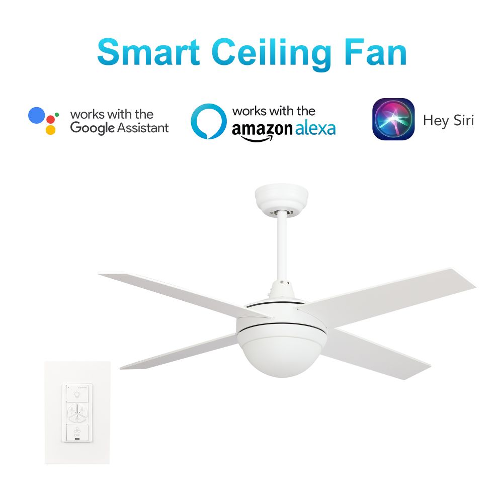 Carro USA VWGS-484C-L11-W1-1 Neva 48-inch Indoor Smart Ceiling Fan with LED Light Kit & Wall Control, Works with Alexa/Google Home/Siri
