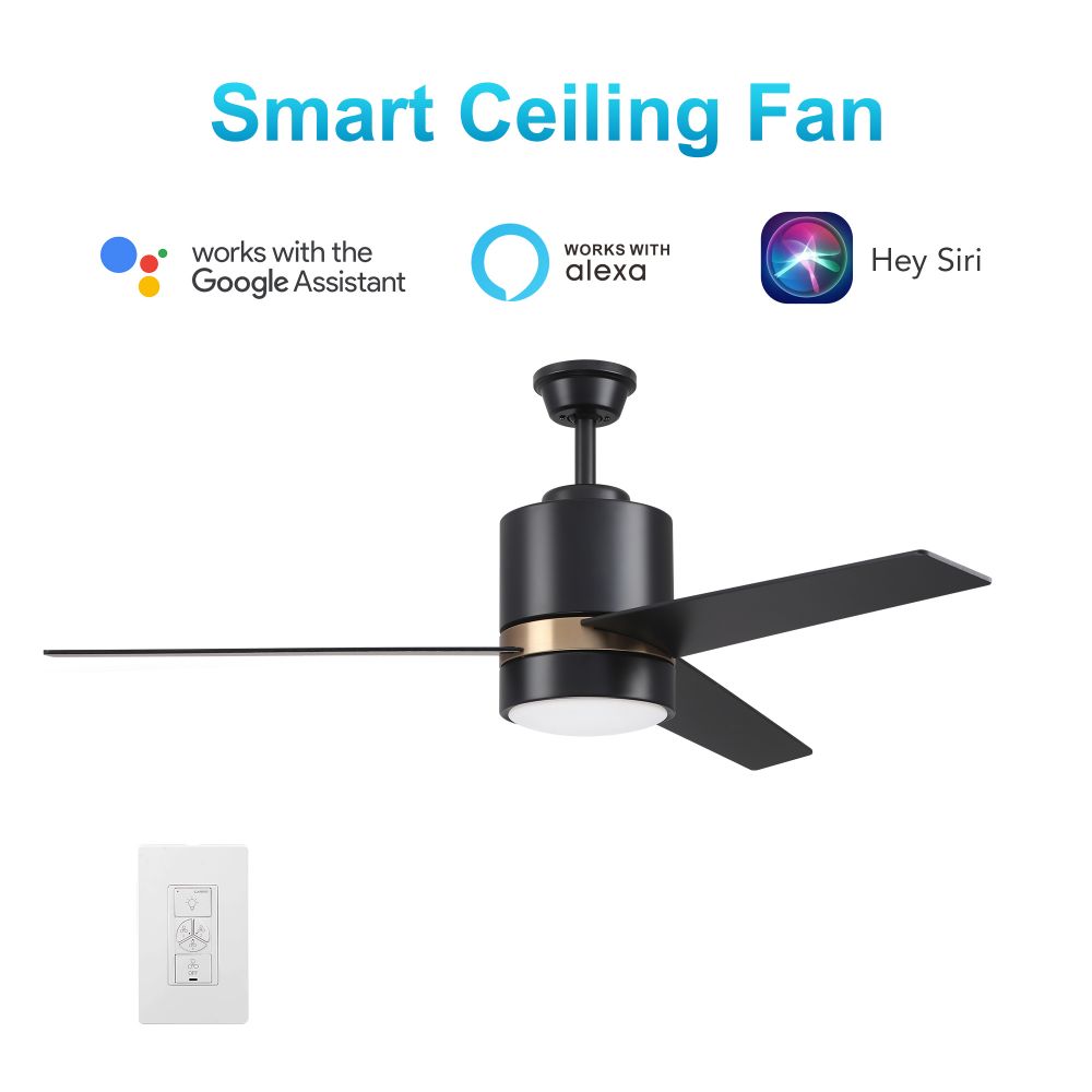 Carro USA VWGS-523A-L11-B2-1G Raiden 52-inch Indoor Smart Ceiling Fan with LED Light Kit and Wall Control, Works with Alexa/Google Home/Siri