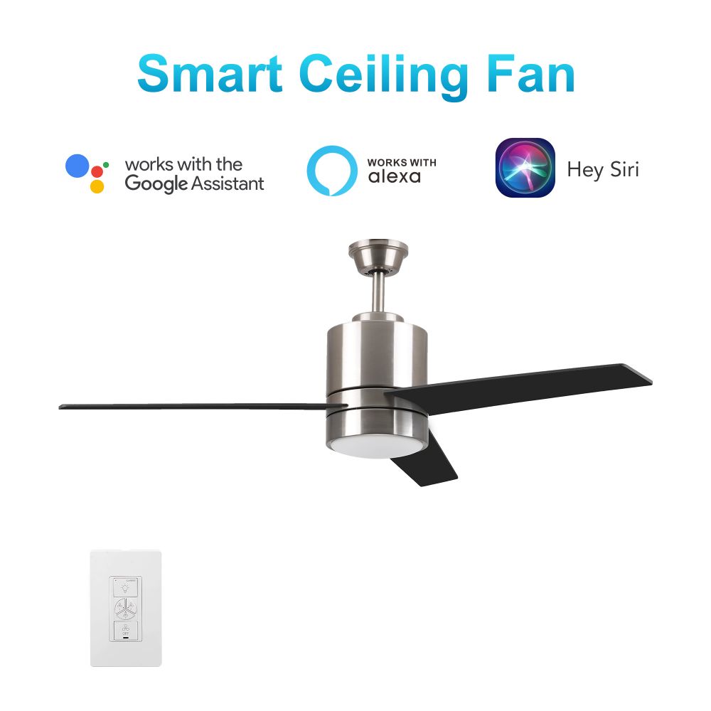 Carro USA VWGS-523A-L11-SM-1 Raiden 52-inch Indoor Smart Ceiling Fan with LED Light Kit and Wall Control, Works with Alexa/Google Home/Siri