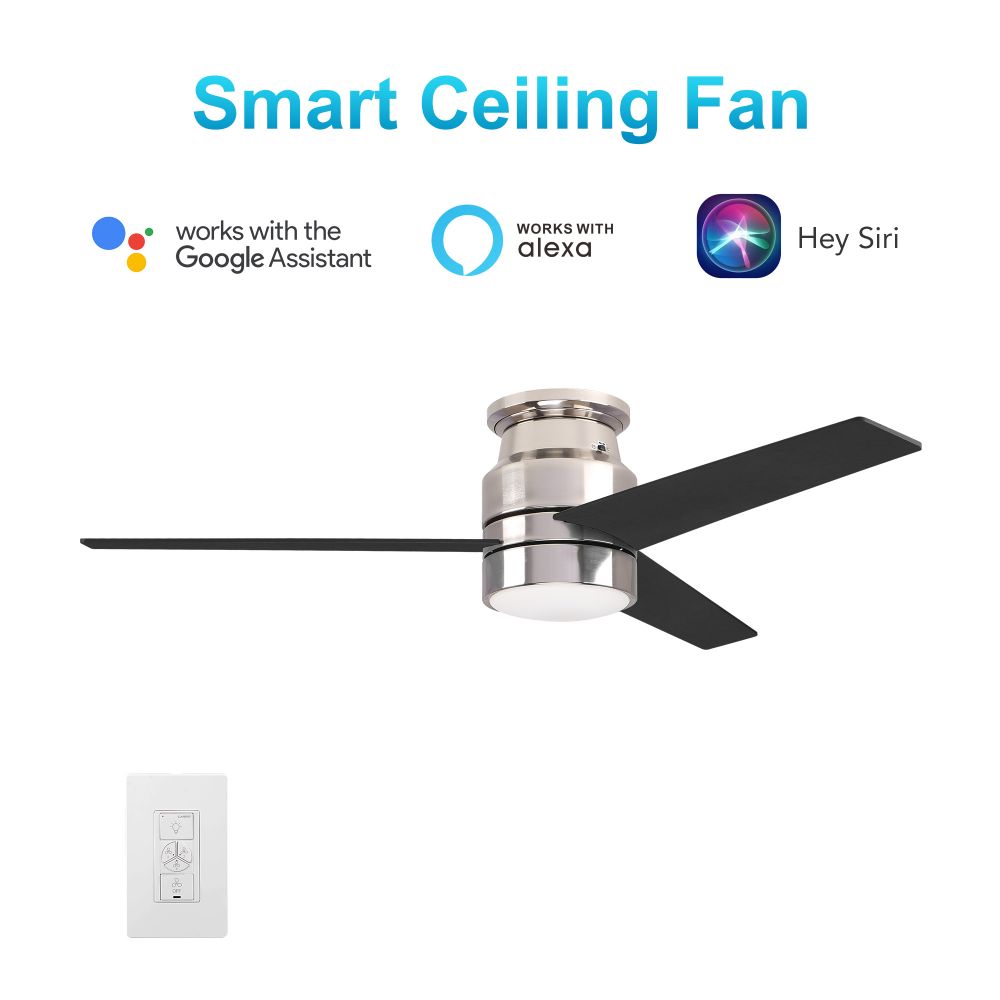 Carro USA VWGS-523B-L11-S2-1 Raiden 52-inch Indoor Smart Ceiling Fan with LED Light Kit and Wall Control, Works with Alexa/Google Home/Siri