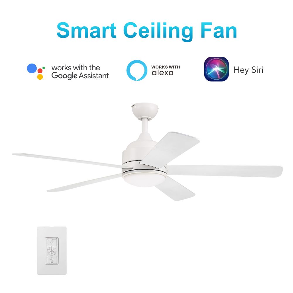 Carro USA VWGS-525A2-L11-WN-1 Simoy 52-inch Indoor Smart Ceiling Fan with LED Light Kit and Wall Control, Works with Alexa/Google Home/Siri