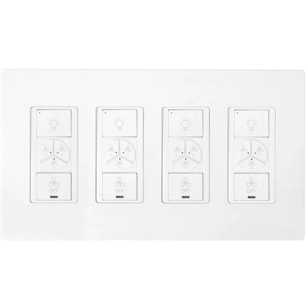 Carro Home VPN-04F01A-WH04 Pionnier Smart Switch, 2 in 1 Fan Speed Control and Light On/Off Switch - 4-Gang, Works with Amazon Alexa, Google Home, and Siri Shortcut, Universal WiFi Fan & Light Controller.