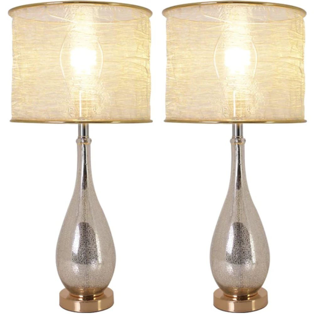 Carro VT-G28012A2S Lola 28"  Table Lamp with Foldable&Translucent Golden Yarn Lampshade (Set of 2)