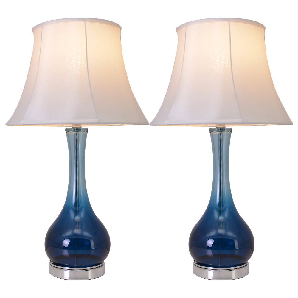 Carro USA VT-G28052A1S Melati 28"  Table Lamp with Foldable Lampshad (Set of 2) in Blue Ombre