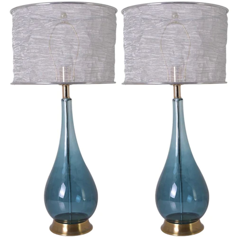 Carro VT-G30012A1S Lola Big 30"  Table Lamp with Foldable&Translucent Silver Yarn Lampshade (Set of 2)