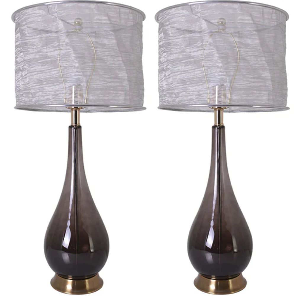 Carro VT-G30012A2S Lola Big 30"  Table Lamp with Foldable&Translucent Silver Yarn Lampshade (Set of 2)