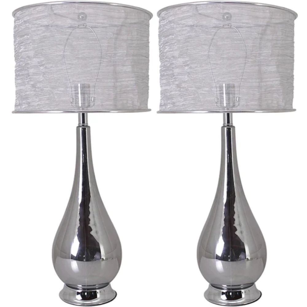 Carro VT-G30012A3S Lola Big 30"  Table Lamp with Foldable&Translucent Silver Yarn Lampshade (Set of 2)