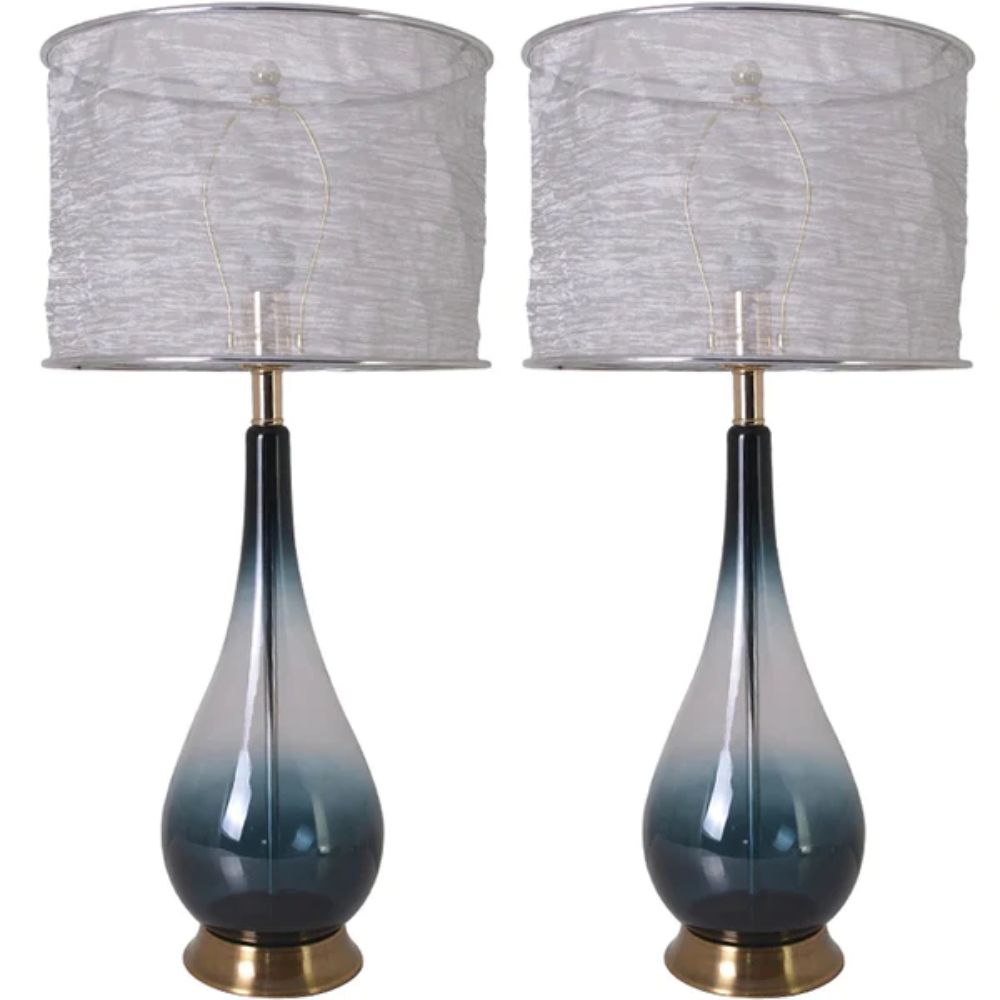 Carro VT-G30012A4S Lola Big 30"  Table Lamp with Foldable&Translucent Silver Yarn Lampshade (Set of 2)