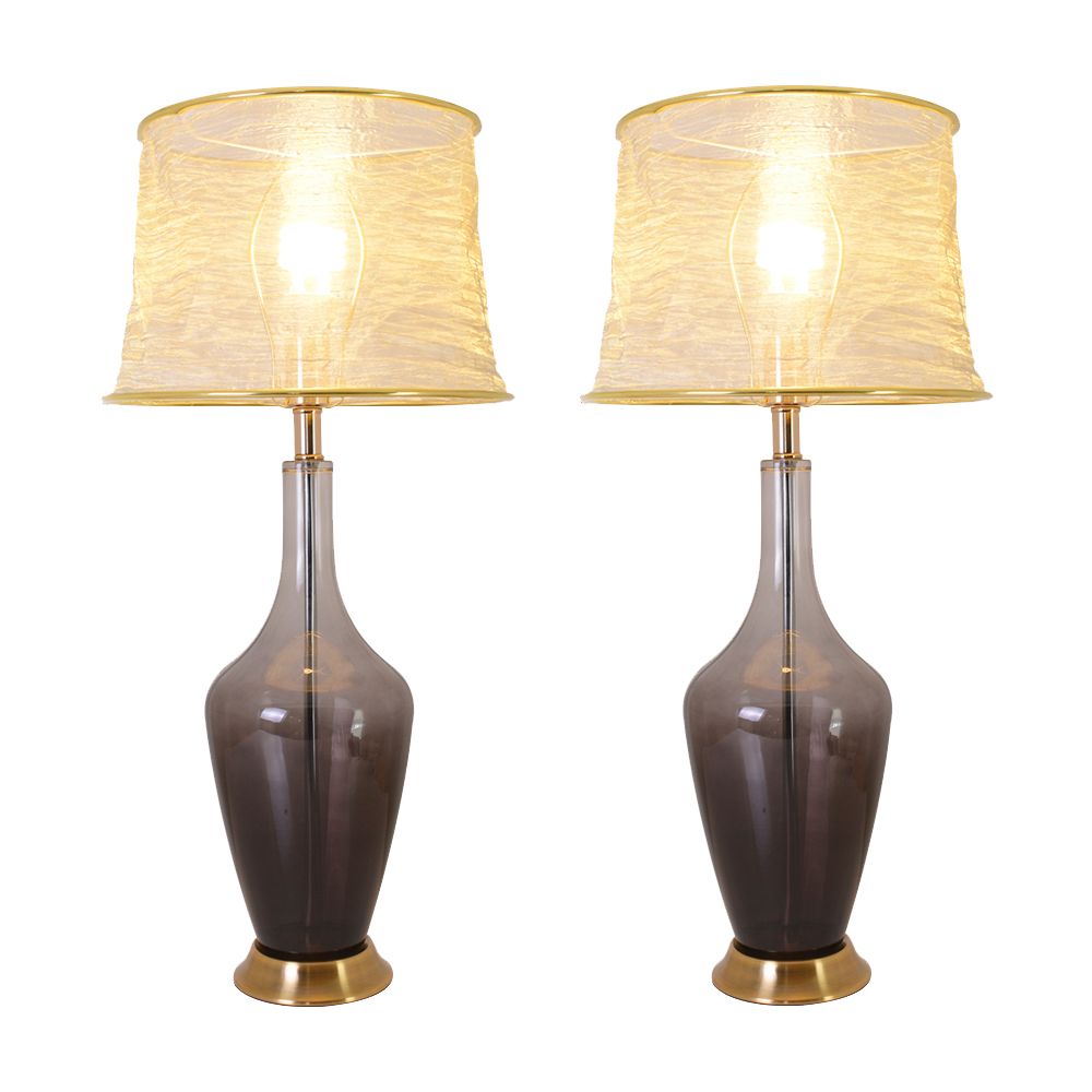 Carro USA VT-G31012A1S Clavel 31"  Table Lamp with Foldable&Translucent Golden Yarn Lampshade (Set of 2) in Grey Ombre