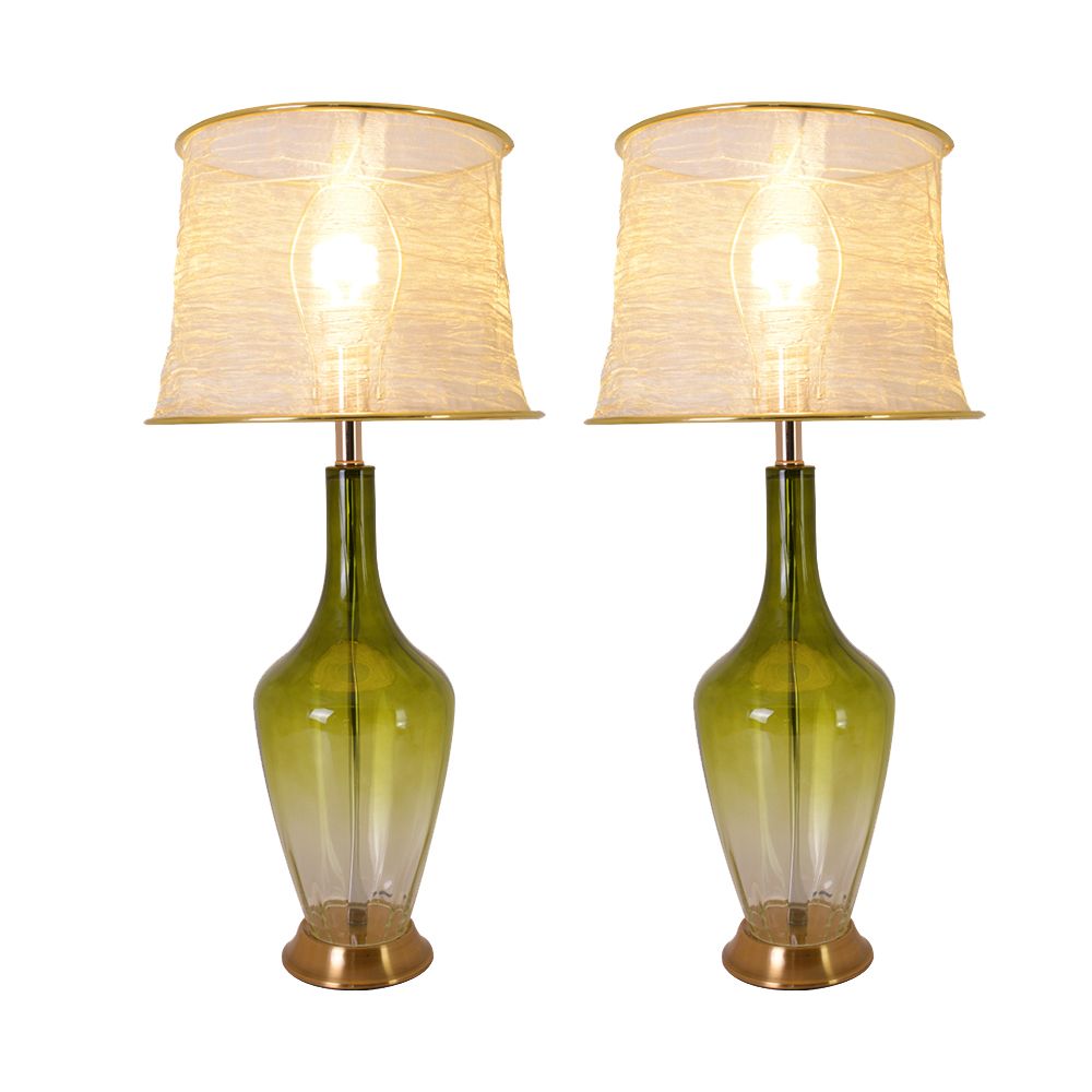 Carro USA VT-G31012A2S Clavel 31"  Table Lamp with Foldable&Translucent Golden Yarn Lampshade (Set of 2) in Green Ombre