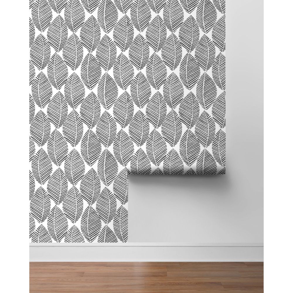 RM22500 - Casa Mia Wallpaper RM22500 Spot Leaves Wallpaper in Charcoal ...