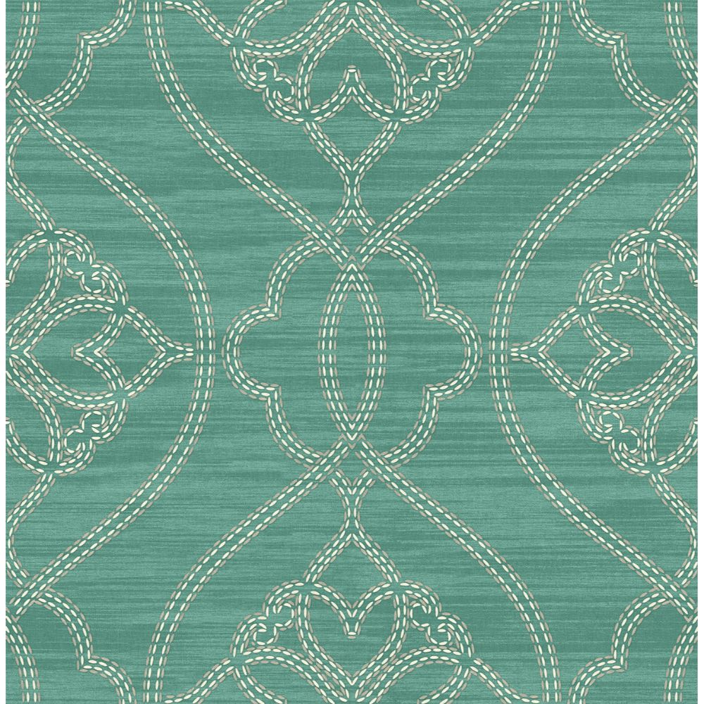 Casa Mia Wallpaper RM30404 Big Scroll Wallpaper In Turquoise, Green, White