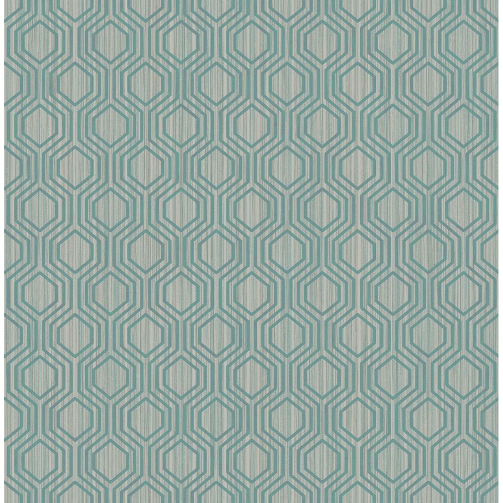 Casa Mia Wallpaper RM30604 Geometric Hexagon Wallpaper In Silver, Grey, Blue