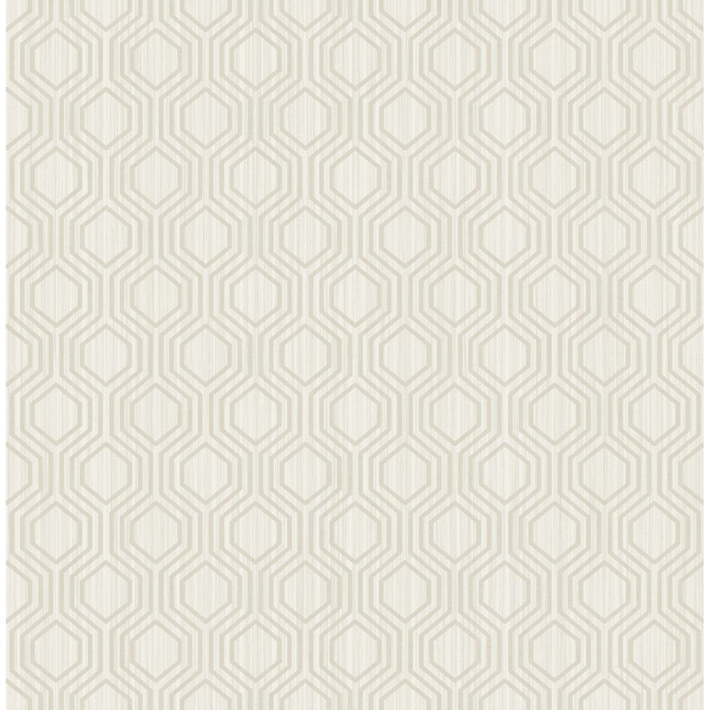 Casa Mia Wallpaper RM30608 Geometric Hexagon Wallpaper In Soft Grey, Silver
