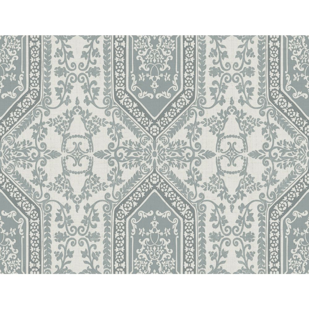 Casa Mia Wallpaper RM30908 Neoclassic Scroll Wallpaper In Soft Grey, Grey, Dark Grey