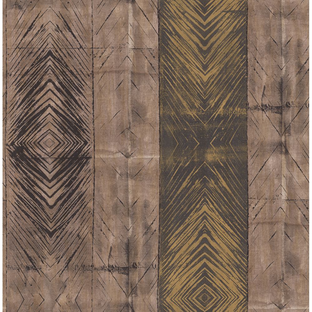Casa Mia Wallpaper RM40106 Tribal Stripes Wallaper In Gold, Black, Dark Brown