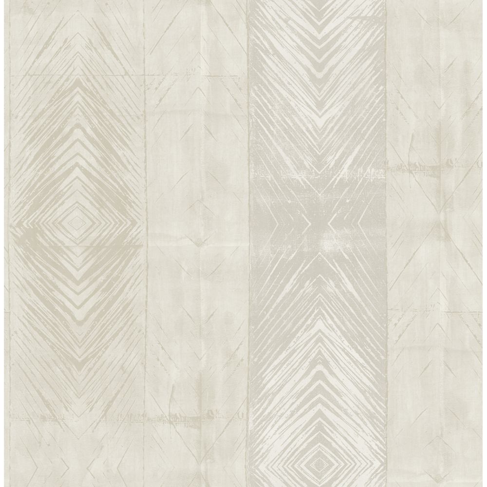 Casa Mia Wallpaper RM40110 Tribal Stripes Wallaper In White, Soft Grey