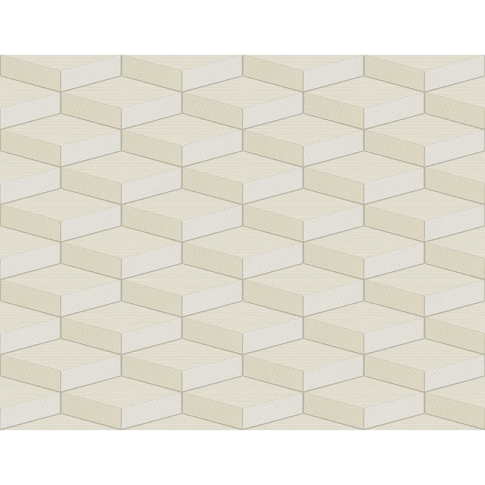 Casa Mia Wallpaper RM40605 3d Geometric Cube Wallaper In Cream, White, Soft Cream