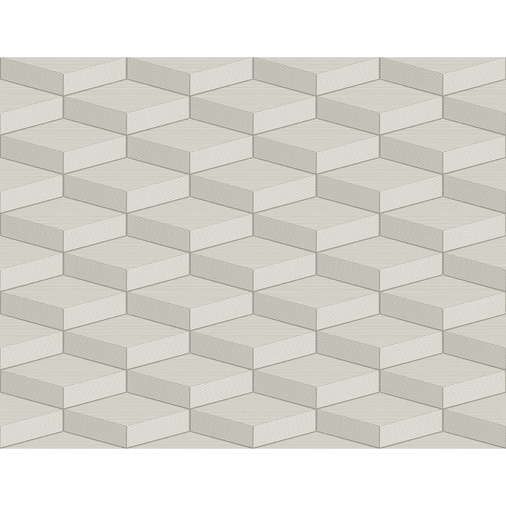 Casa Mia Wallpaper RM40610 3d Geometric Cube Wallaper In White, Soft Grey, Grey