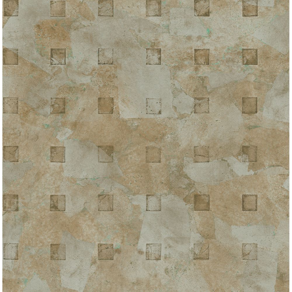 Casa Mia Wallpaper RM40808 Square Faux Texture Wallaper In Soft Brown, Soft Grey