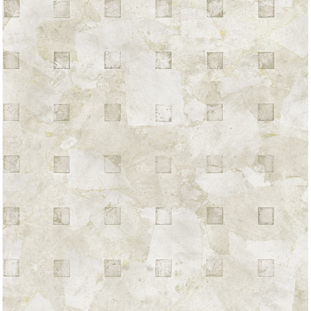 Casa Mia Wallpaper RM40810 Square Faux Texture Wallaper In White, Soft Brown