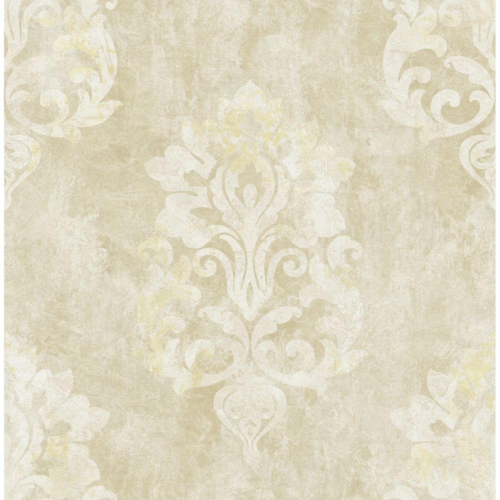 Casa Mia Wallpaper RM41205 Neoclassic Damask Wallaper In White, Cream