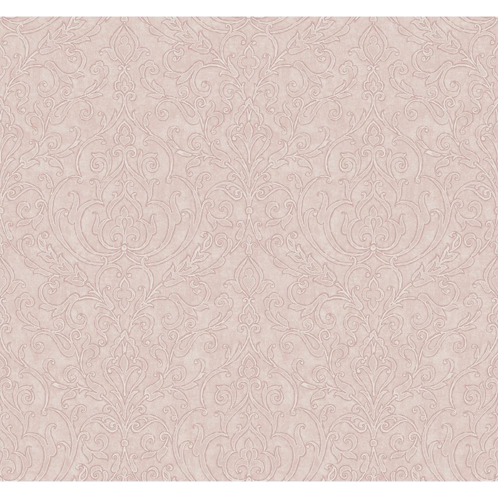 Casa Mia Wallpaper RM50301 Neoclassic Scroll Wallpaper In Pink