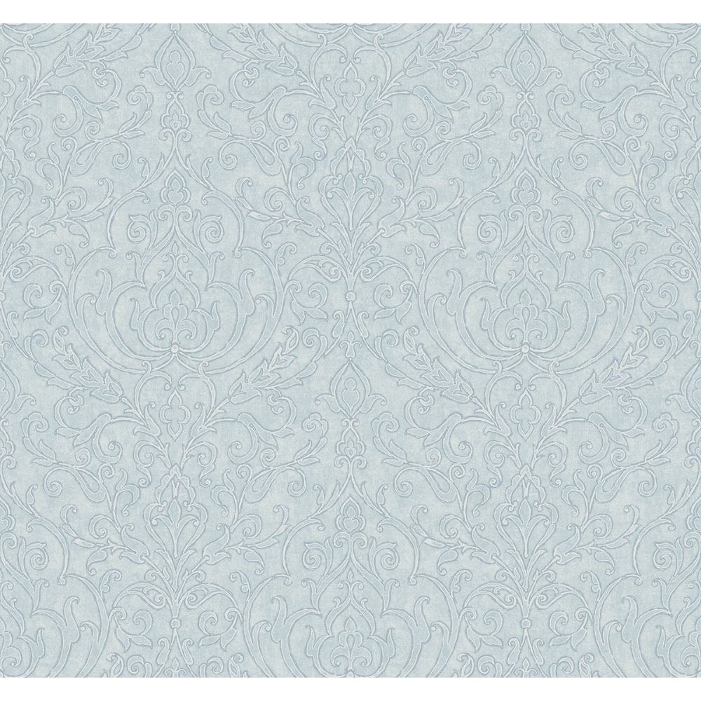 Casa Mia Wallpaper RM50302 Neoclassic Scroll Wallpaper In Blue Marine