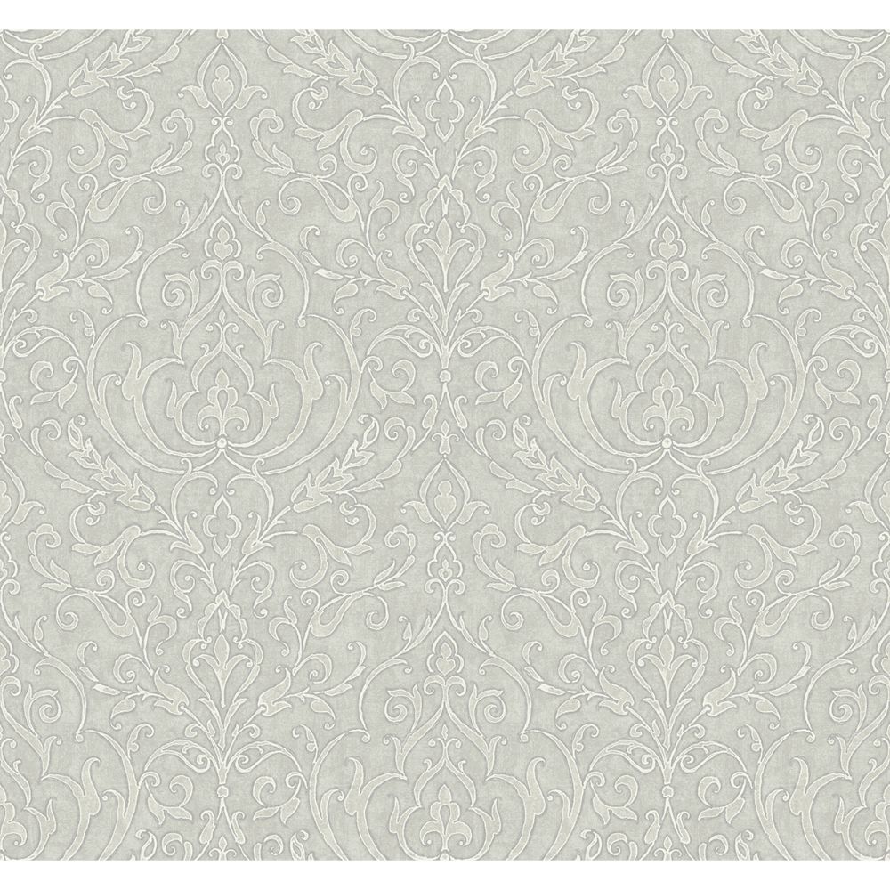 Casa Mia Wallpaper RM50303 Neoclassic Scroll Wallpaper In Soft Green