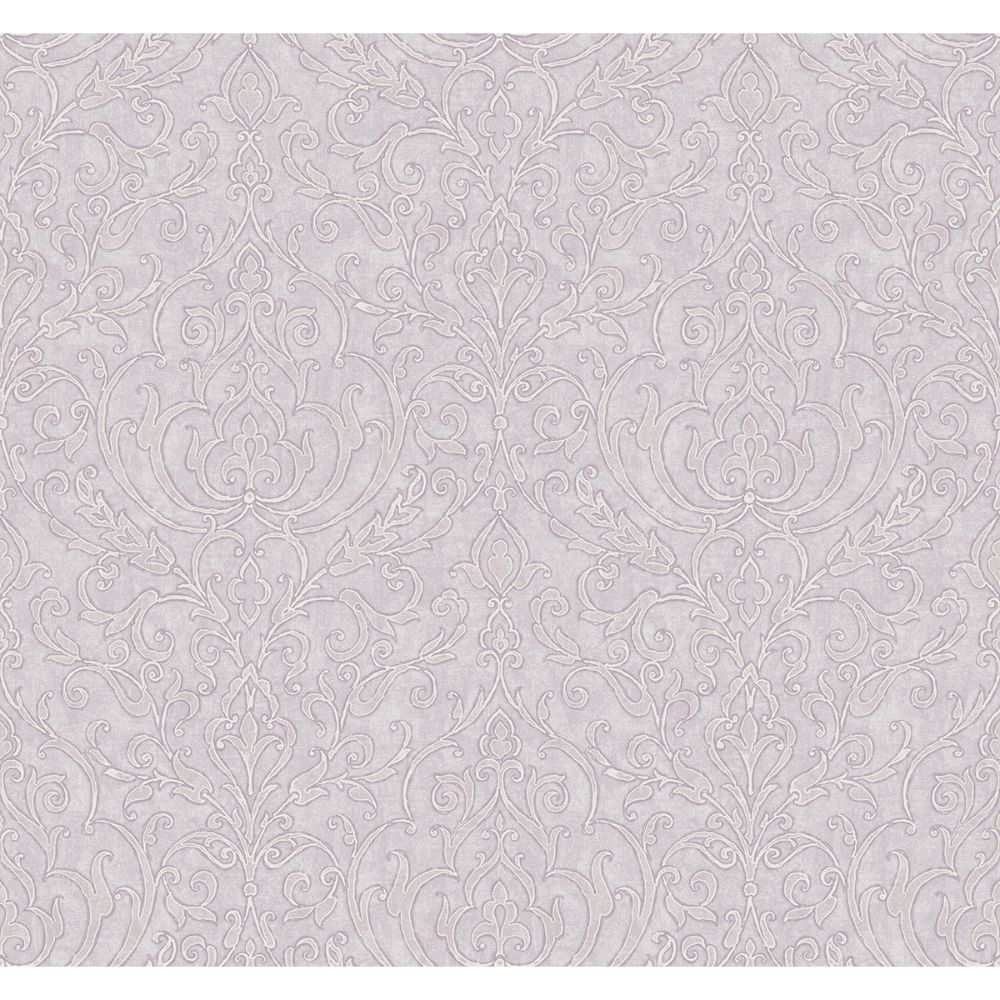 Casa Mia Wallpaper RM50309 Neoclassic Scroll Wallpaper In Soft Purple 