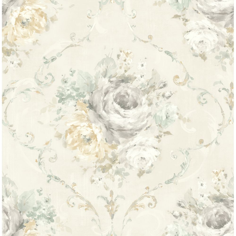 Casa Mia Wallpaper RM50503 Classic Flora Cameo Wallpaper In White