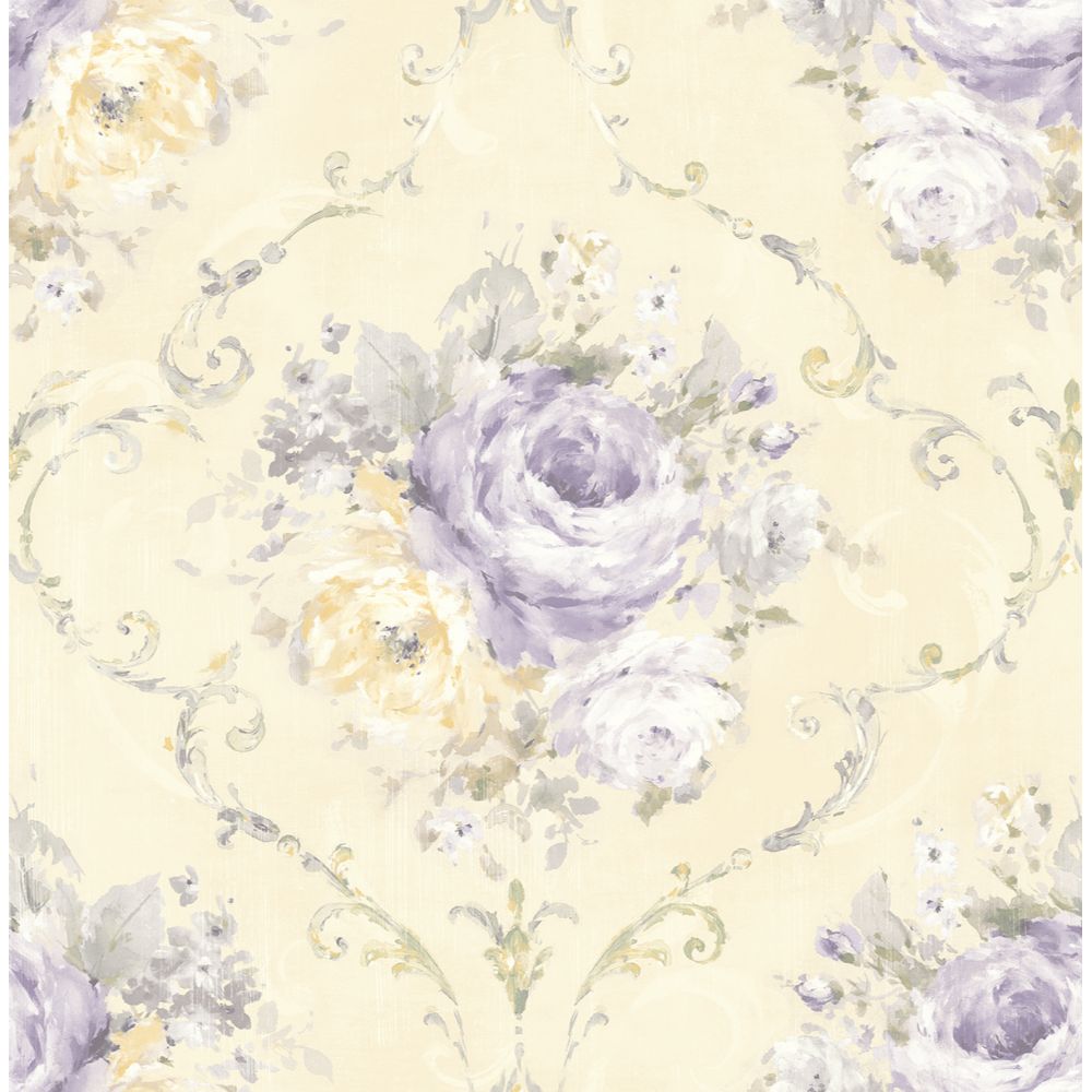 Casa Mia Wallpaper RM50509 Classic Flora Cameo Wallpaper In Yellow