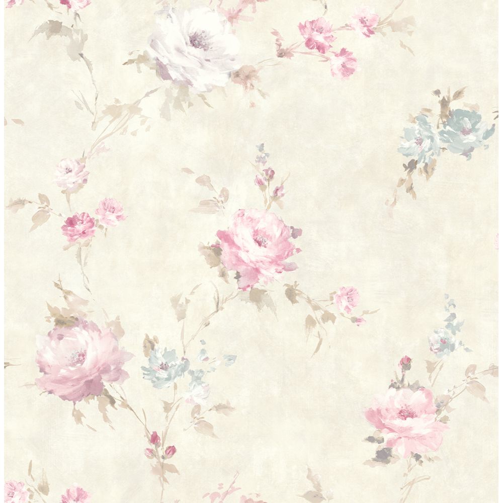 Casa Mia Wallpaper RM51011 English Rose Wallpaper In White, Pink