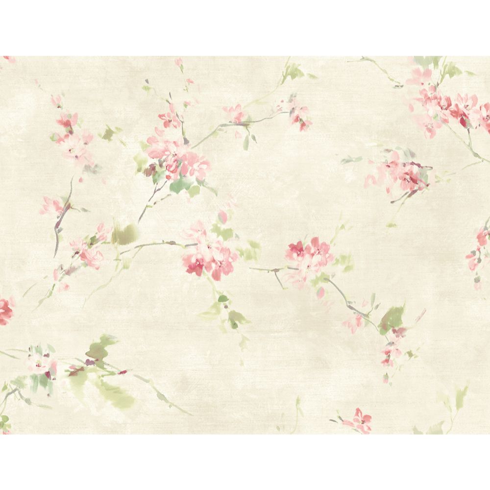 Casa Mia Wallpaper RM51201 Cherry Flower Wallpaper In Cream, Pink