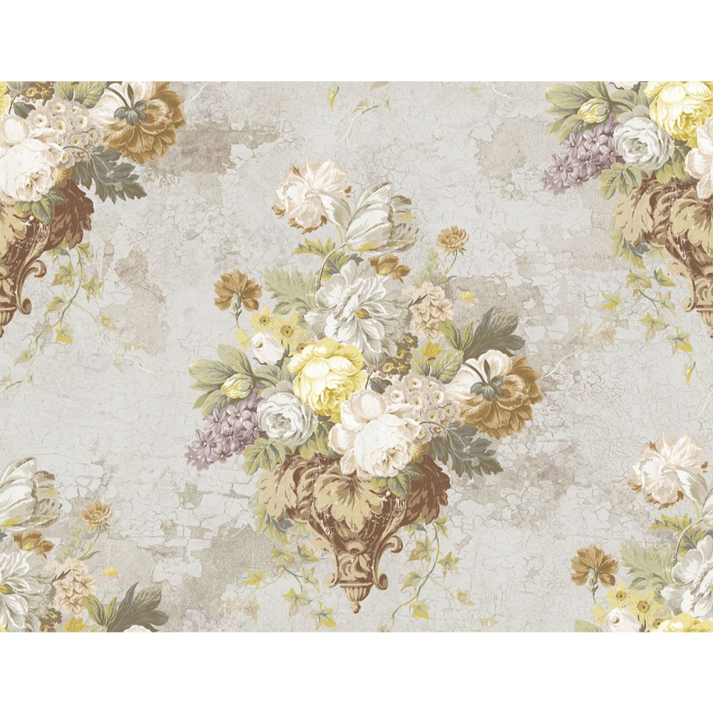 Casa Mia Wallpaper RM60008 Flower Cameo Wallpaper In Soft Grey
