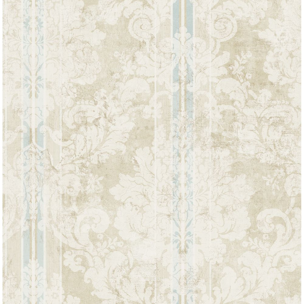 Casa Mia Wallpaper RM60302 Imperial Damask Wallpaper In Soft Beige, White