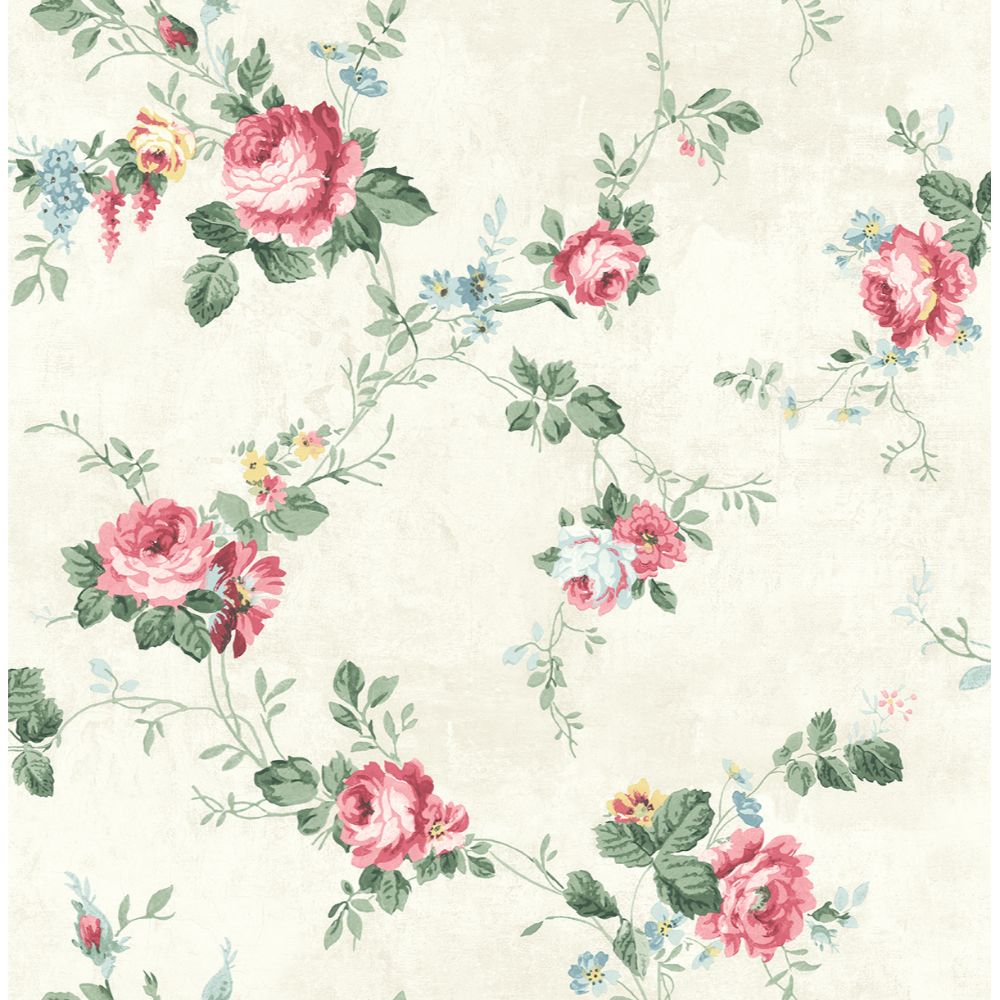 Casa Mia Wallpaper RM60502 English Flower Wallpaper In Soft Cream