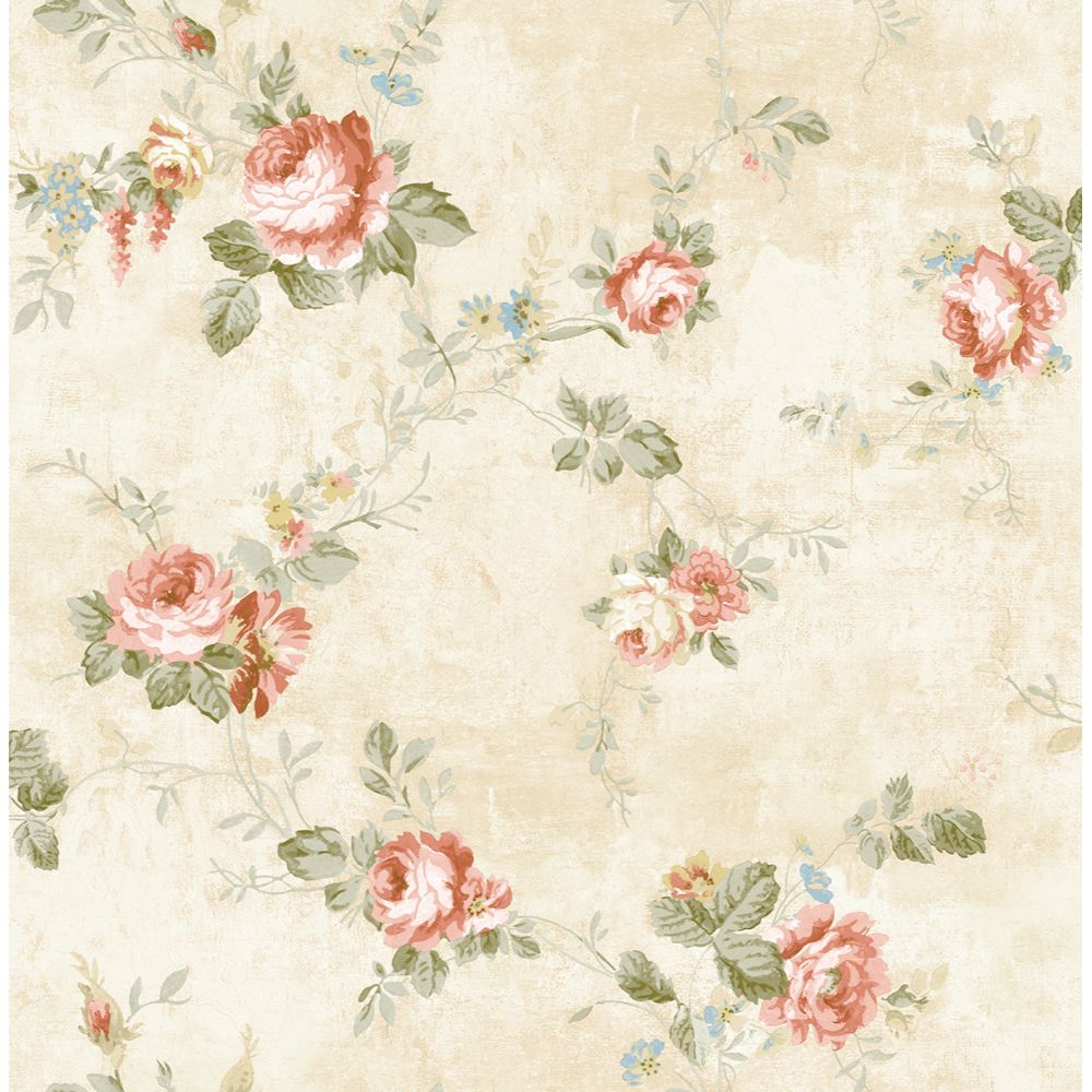 Casa Mia Wallpaper RM60506 English Flower Wallpaper In Soft Beige