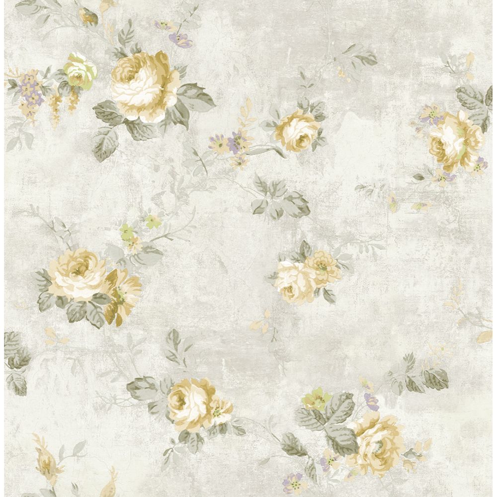 Casa Mia Wallpaper RM60508 English Flower Wallpaper In Soft Grey
