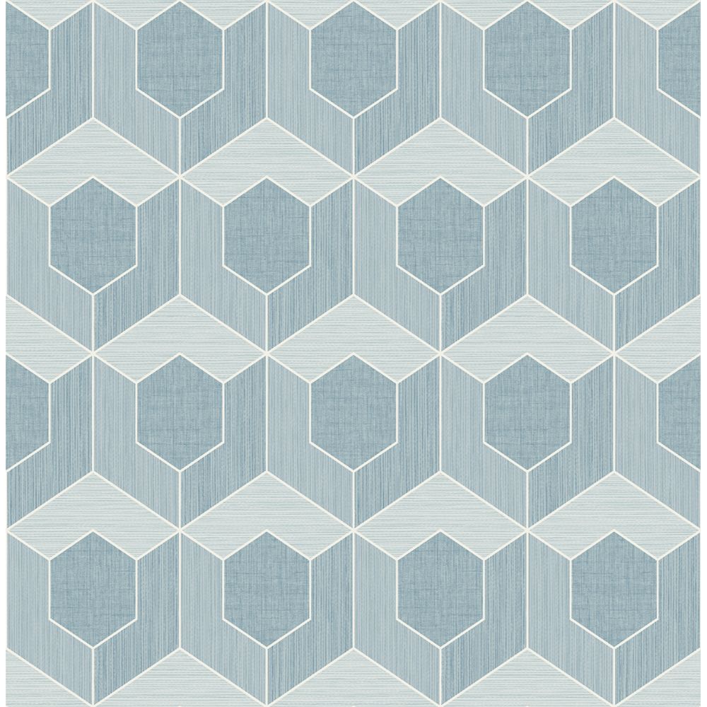 Casa Mia Wallpaper RM70402 3d Hexagon Wallpaper In Soft Blue